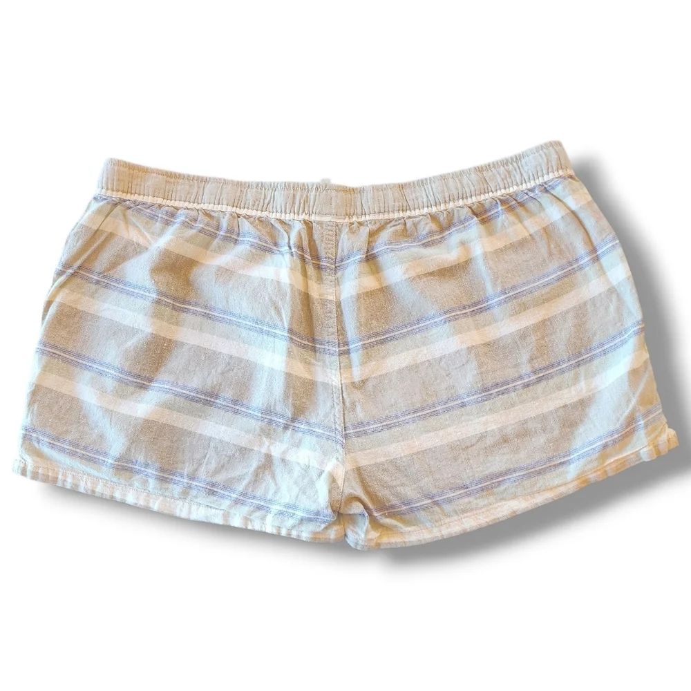 Patagonia Striped Drawstring Hemp Blend Cream And Tan Shorts XL